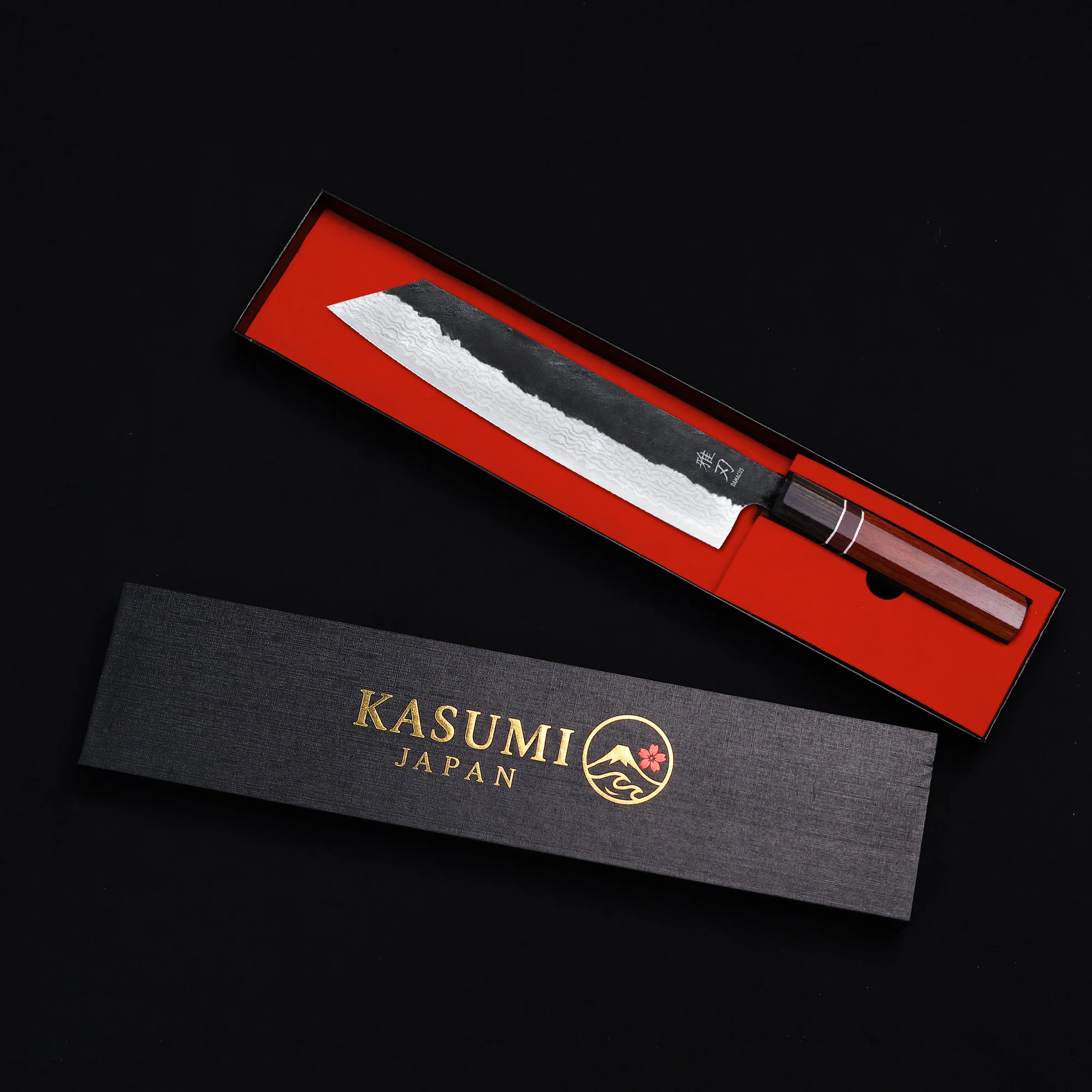 Bunka Knife - Damascus Red Ebony Wood Handle - Image 7