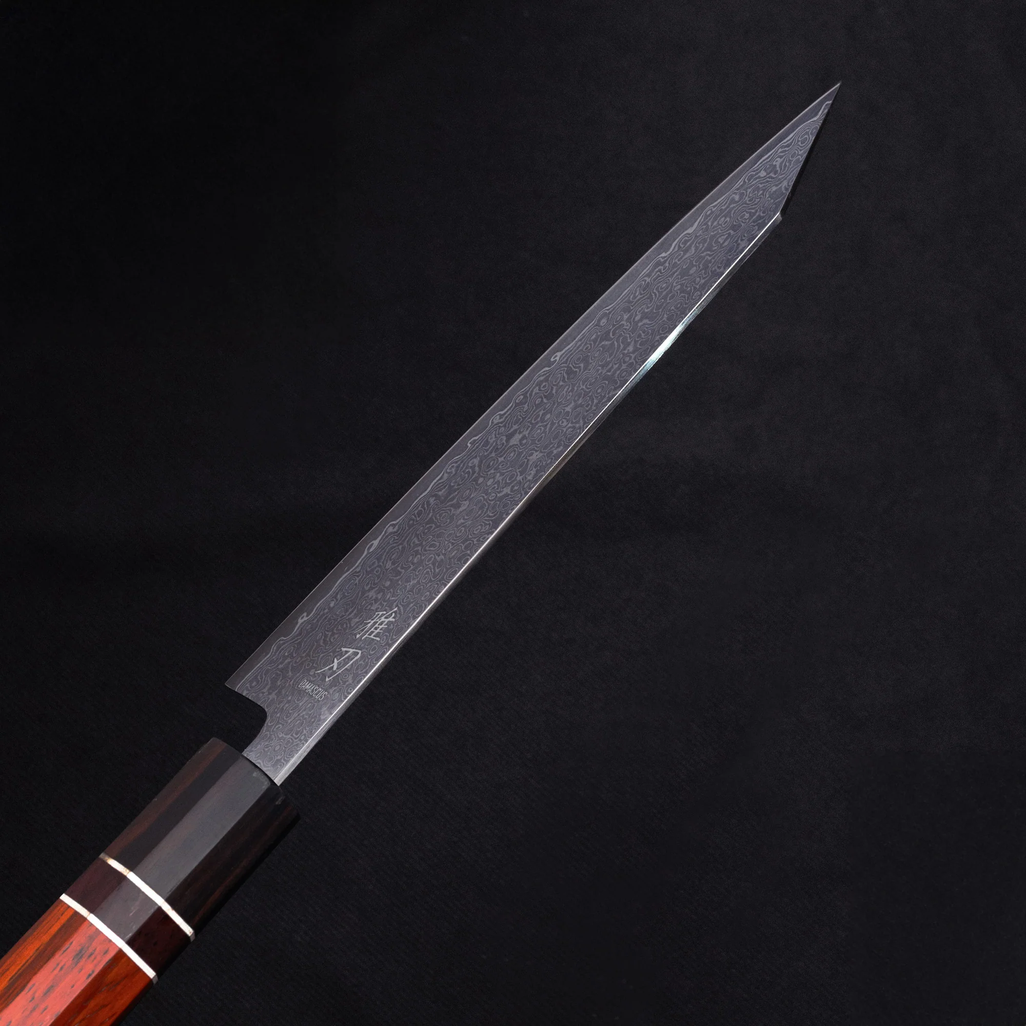 K14 Bunka Damascus VG10 Ebony Wood Handle - Image 4