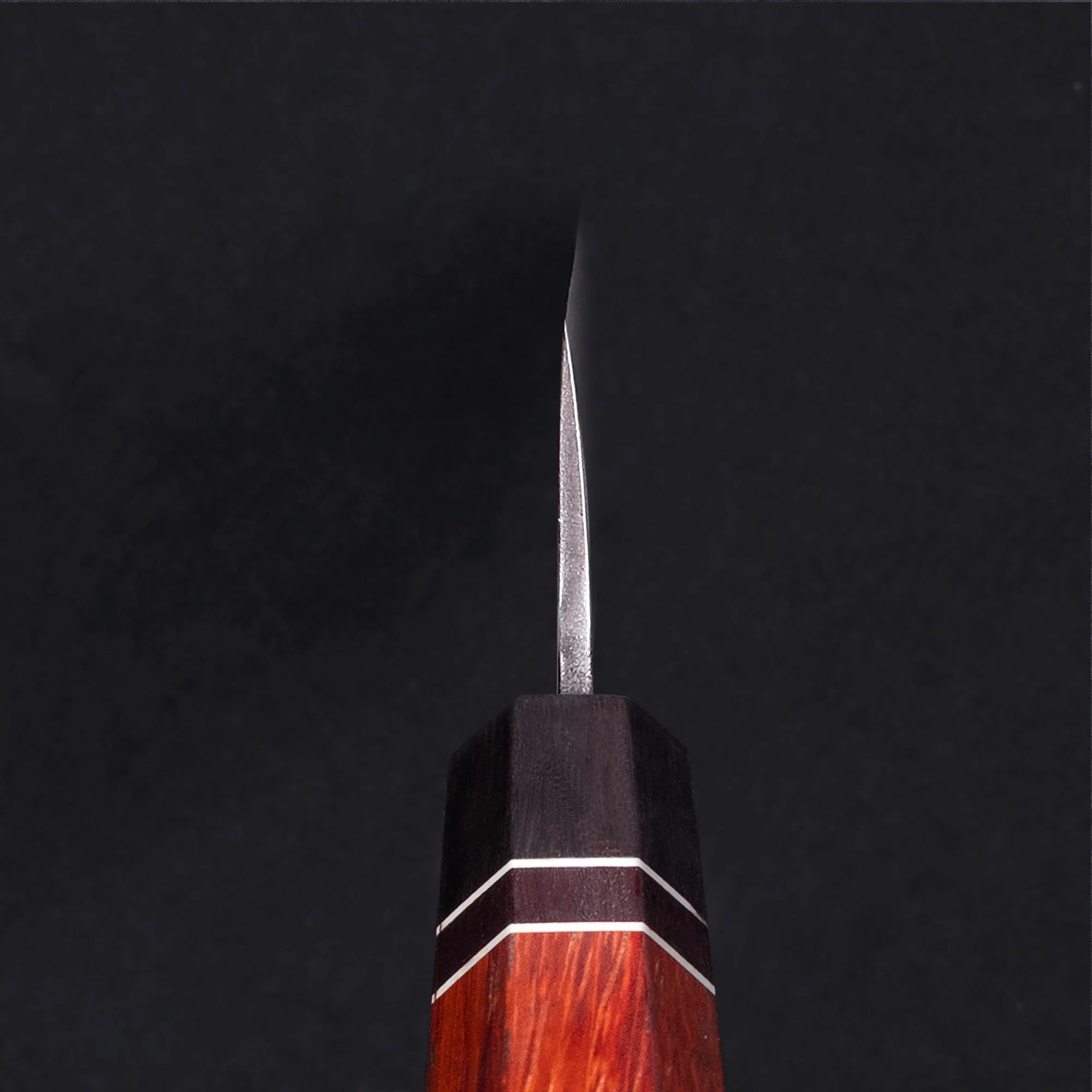 K08 Bunka Knife - Damascus 2 Red Ebony Wood Handle - Image 6