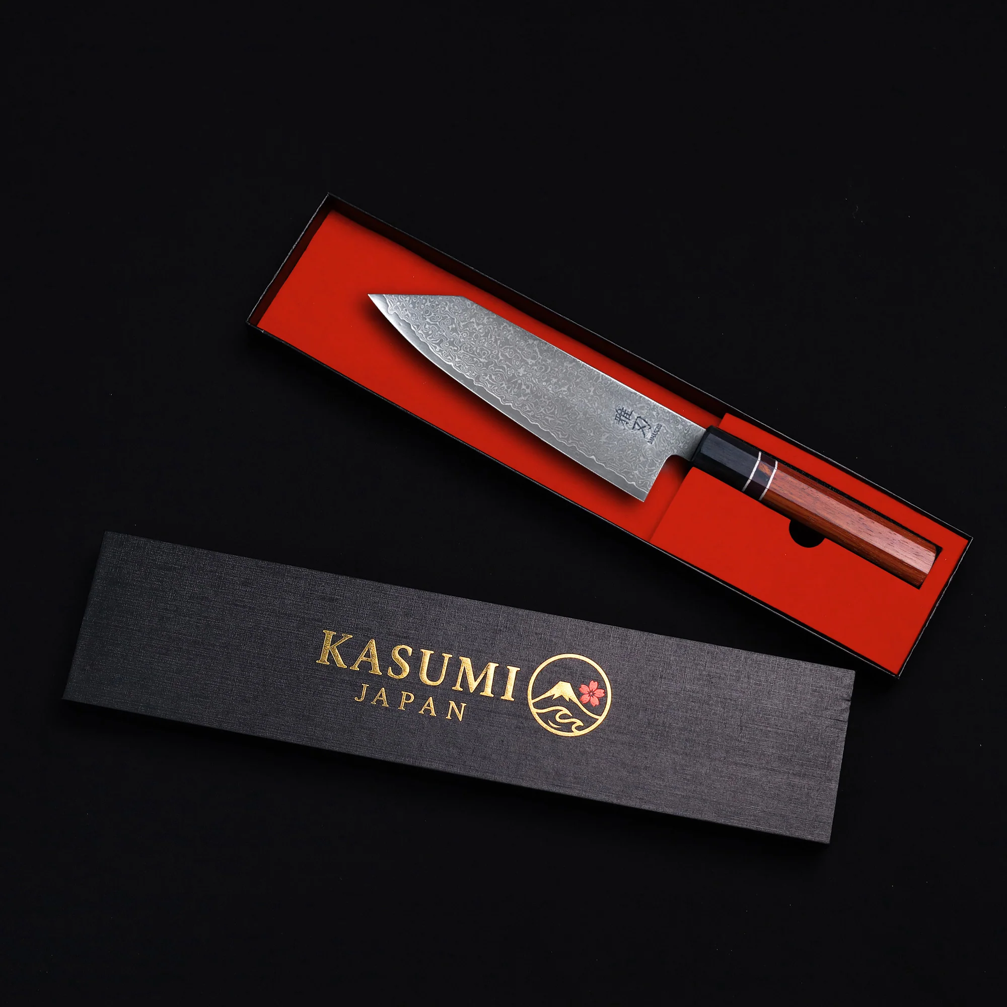 K14 Bunka Damascus VG10 Ebony Wood Handle - Image 7