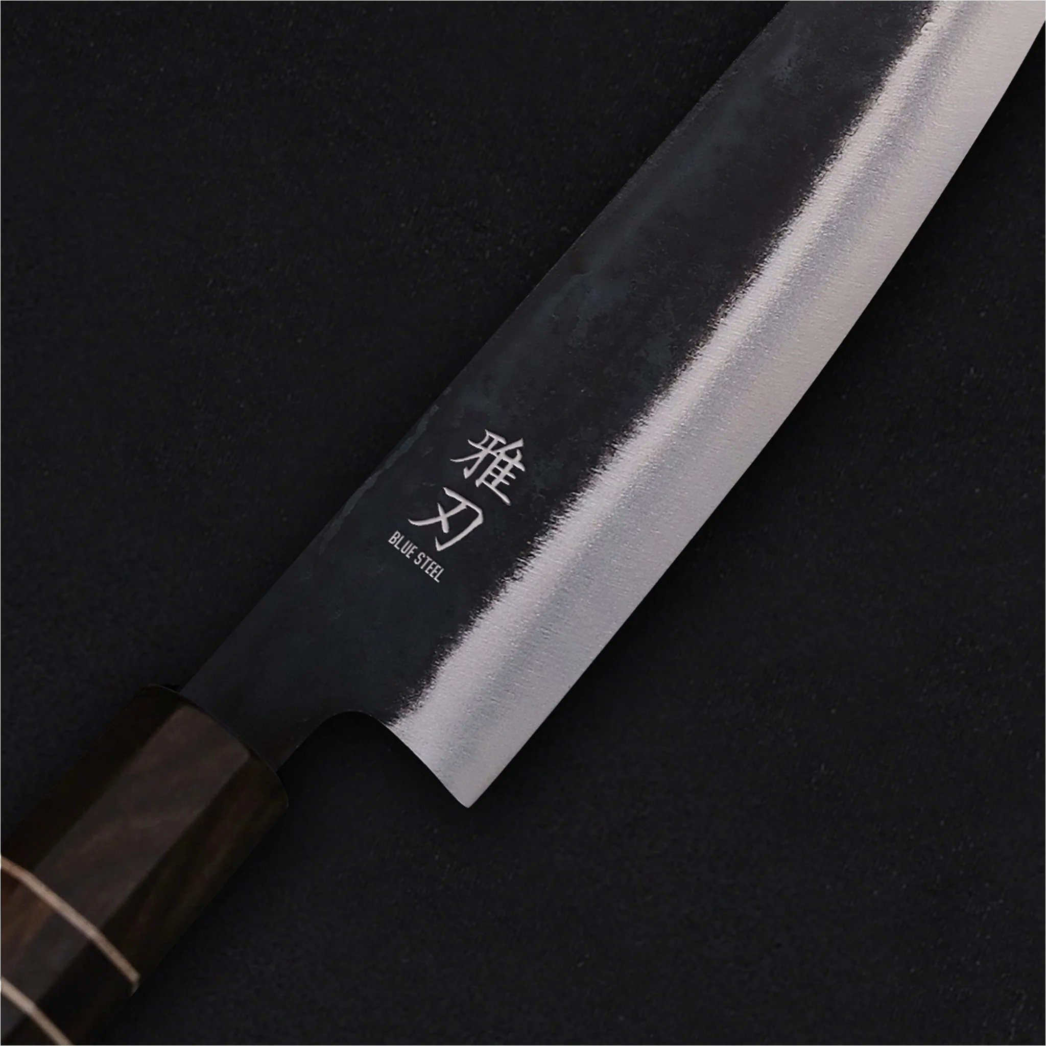 K05 Gyuto Blue Steel Ebony Wood Handle - Image 4