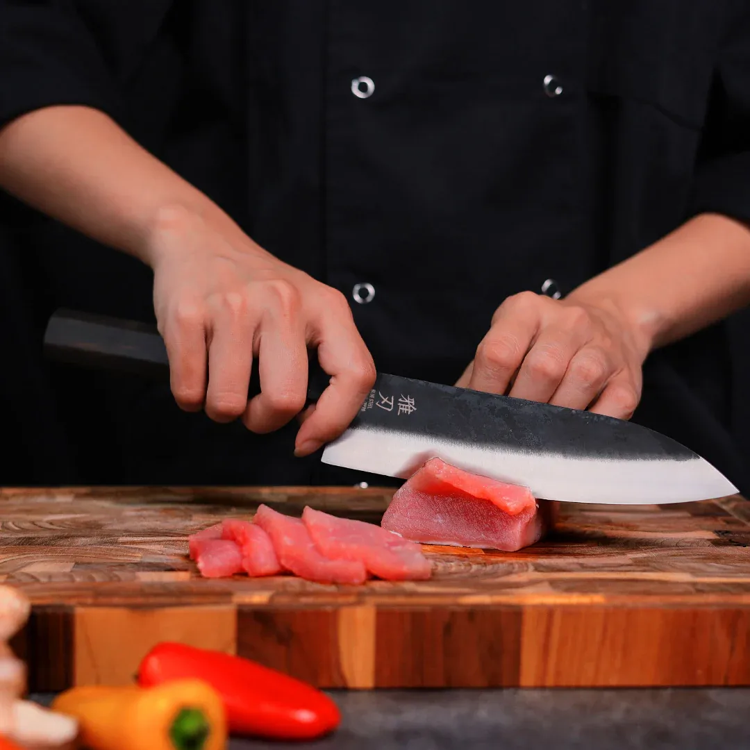 K05 Gyuto Blue Steel Ebony Wood Handle - Image 8