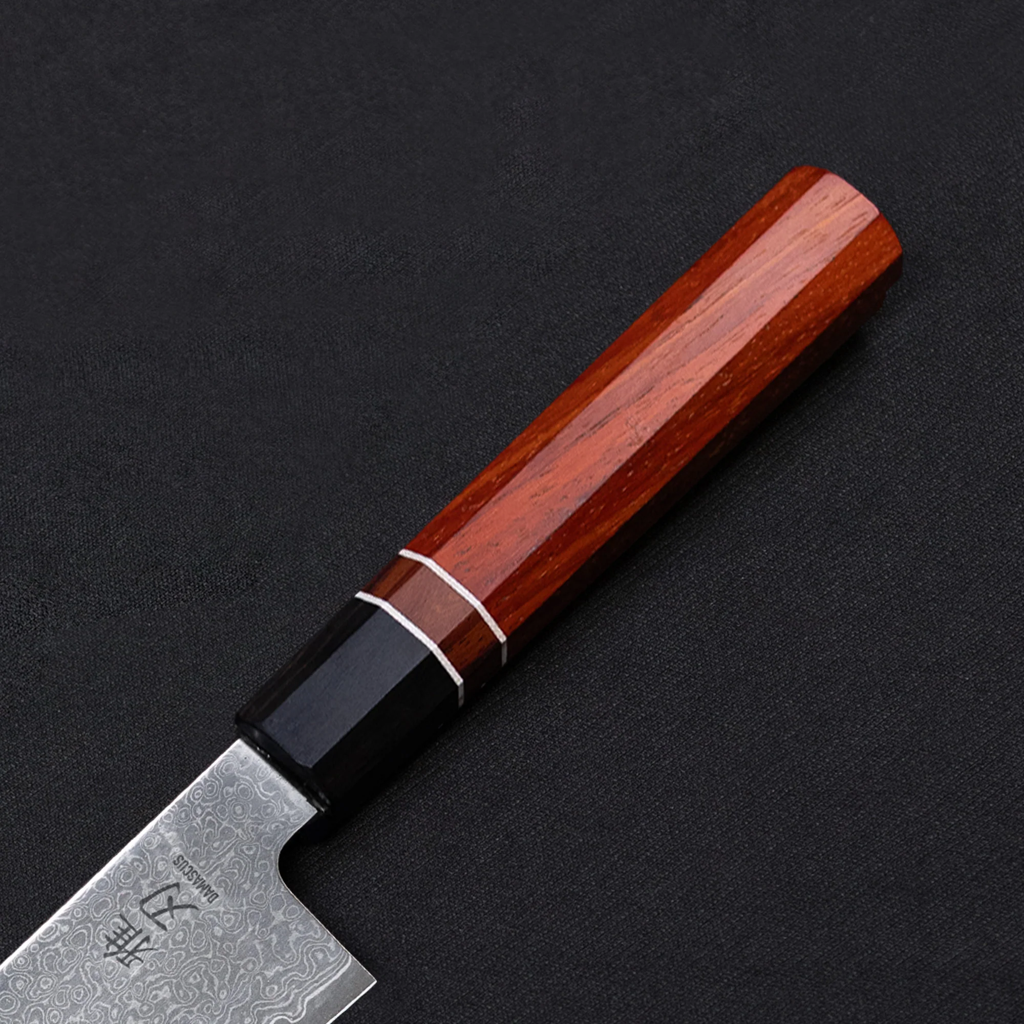 K15 Gyuto Damascus VG10 Ebony Wood Handle - Image 6