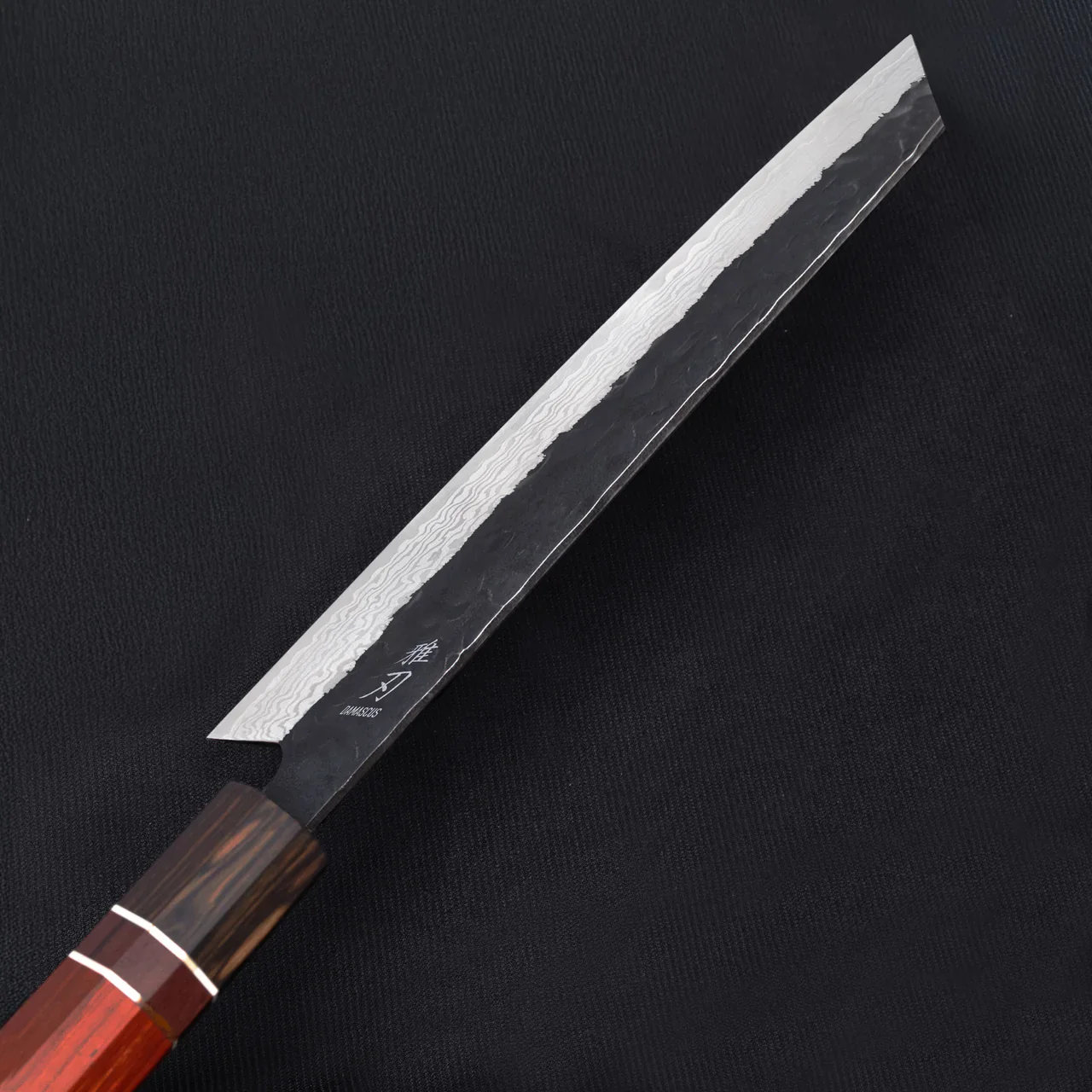 Kiritsuke Aogami Damascus Red Ebony Wood Handle + Whetstone - Image 3