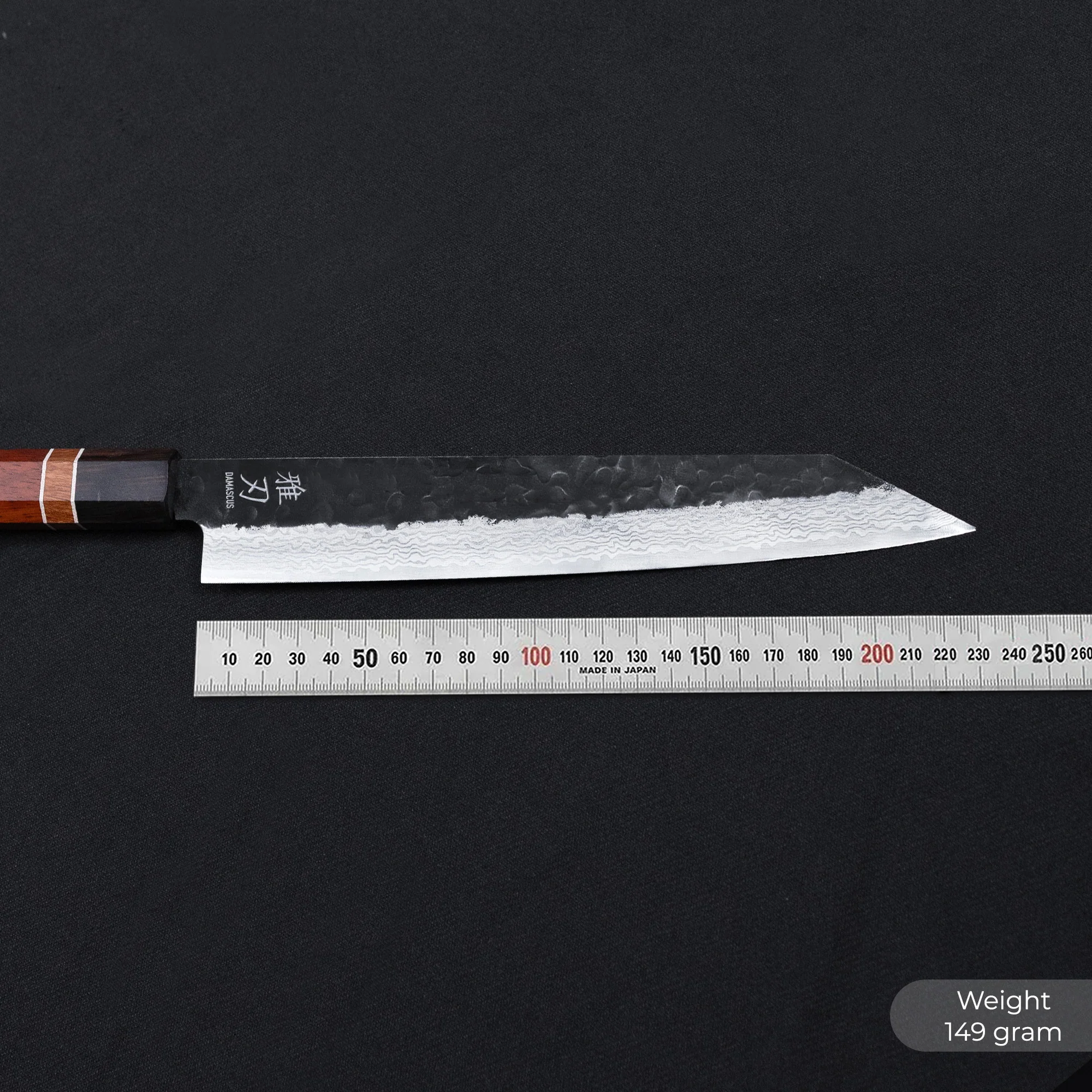 K10 Kiritsuke Knife - Damascus 2 Red Ebony Wood Handle - Image 3