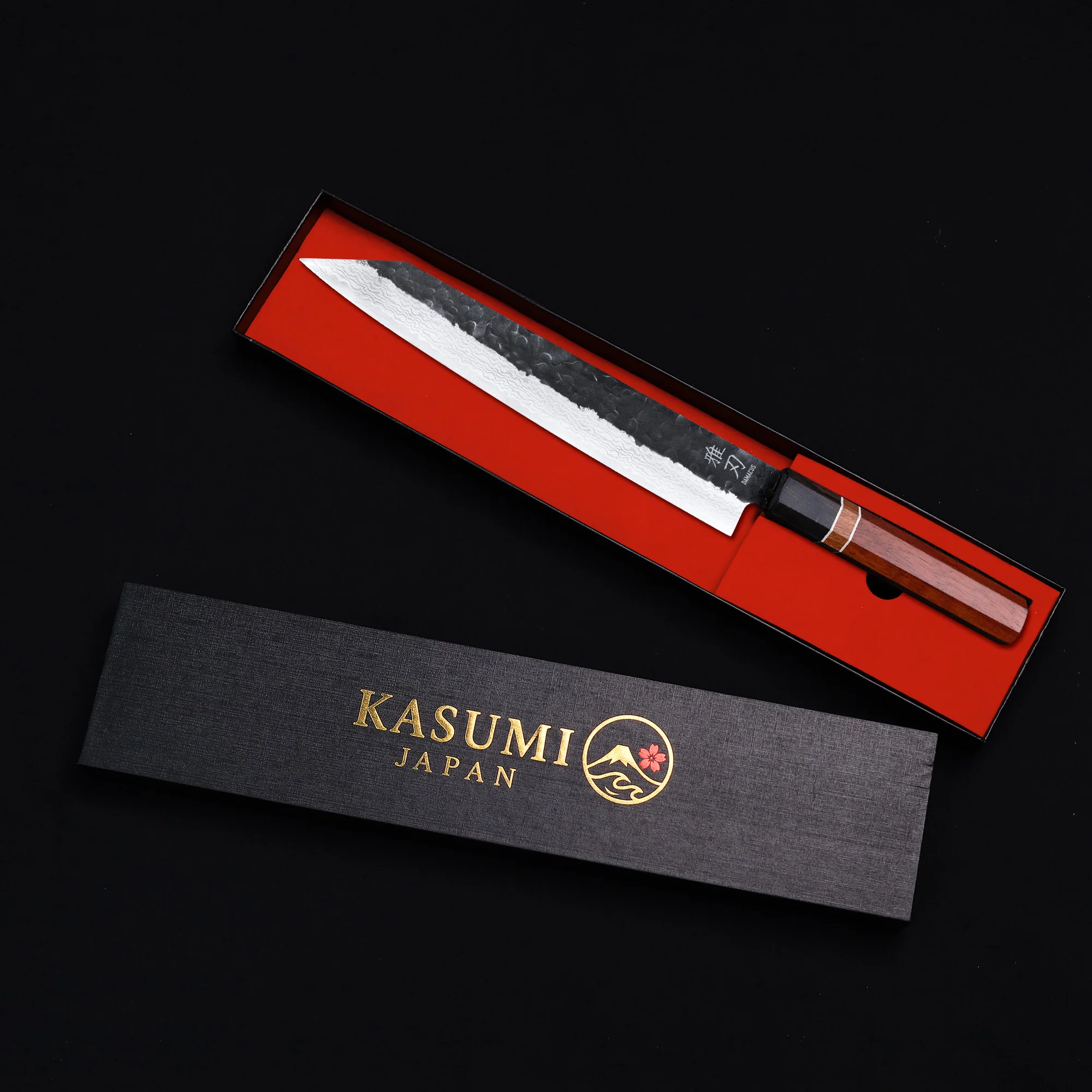 K10 Kiritsuke Knife - Damascus 2 Red Ebony Wood Handle - Image 7