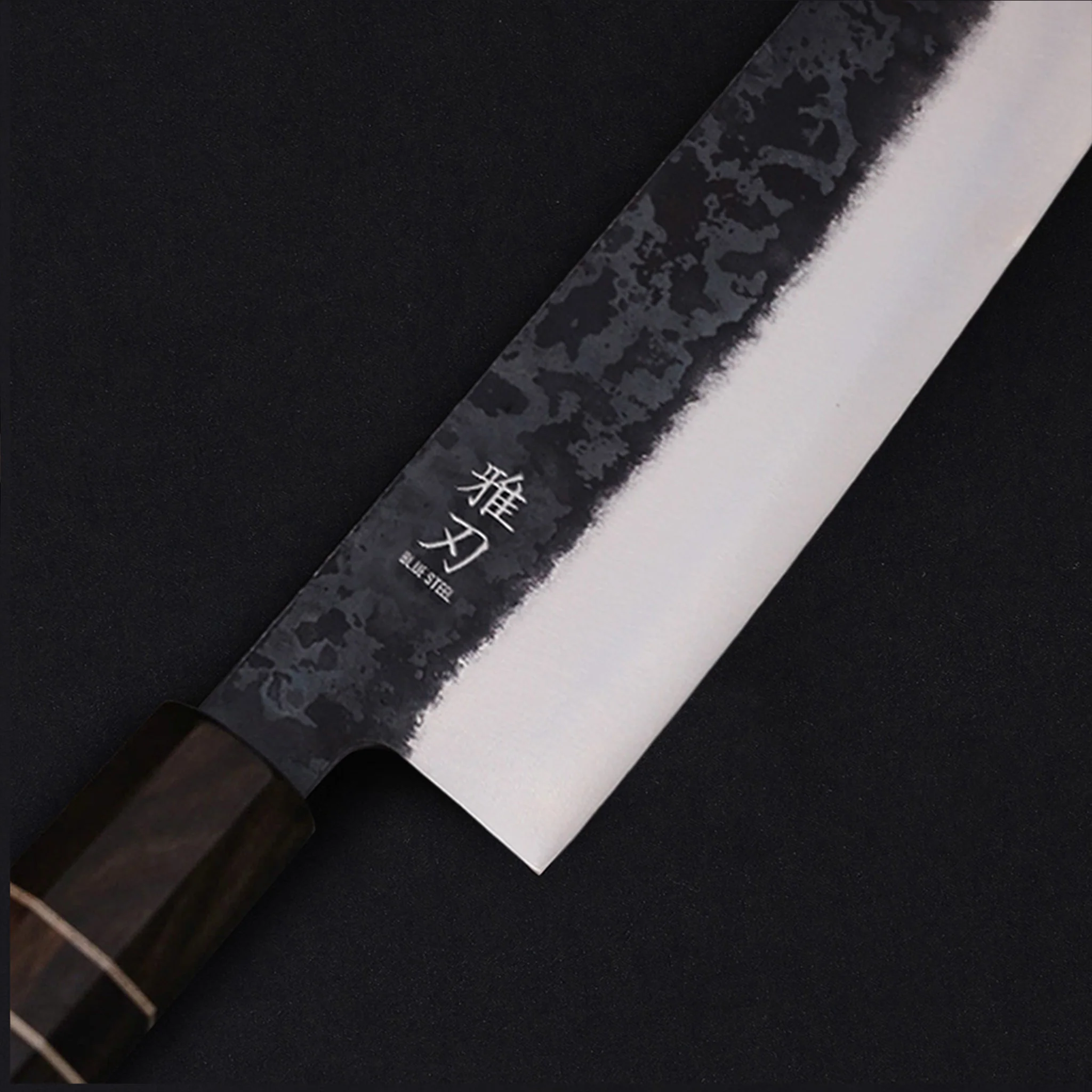 K03 Nakiri Blue Steel VG10 Clad – Ebony Handle 180mm/7in - Image 3