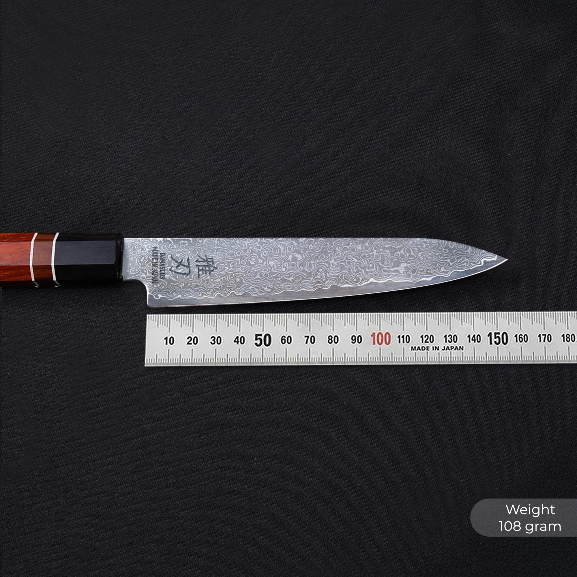 K11 Petty Knife – Damascus 155mm Red Ebony Series - Image 3
