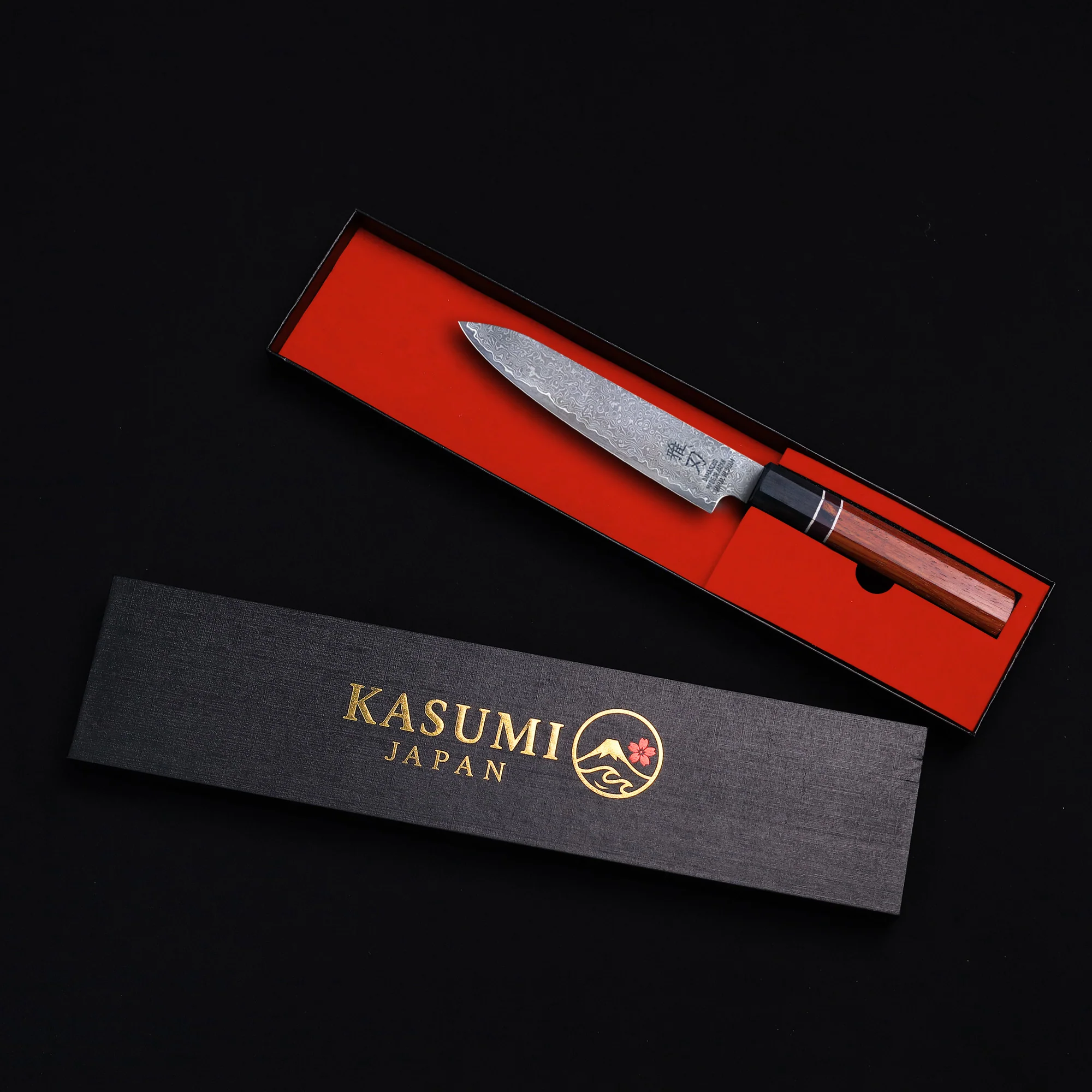 K11 Petty Knife – Damascus 155mm Red Ebony Series - Image 4