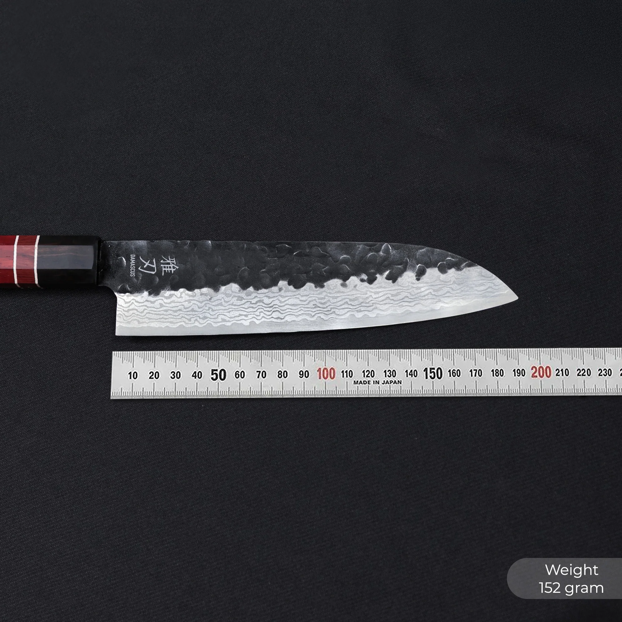 K06 Santoku Knife - Damascus Ebony Wood Handle - Image 3